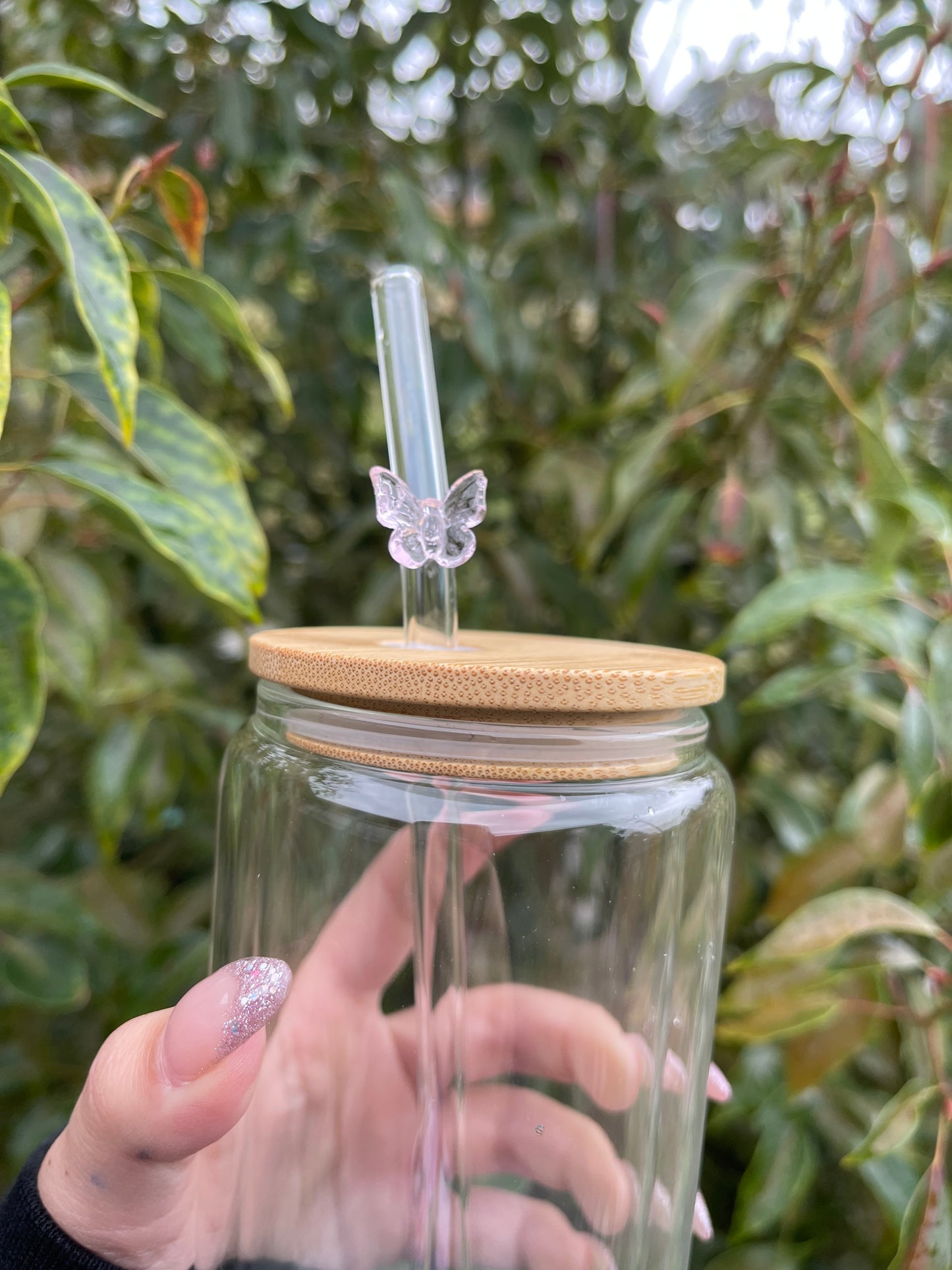 Glass butterfly straws