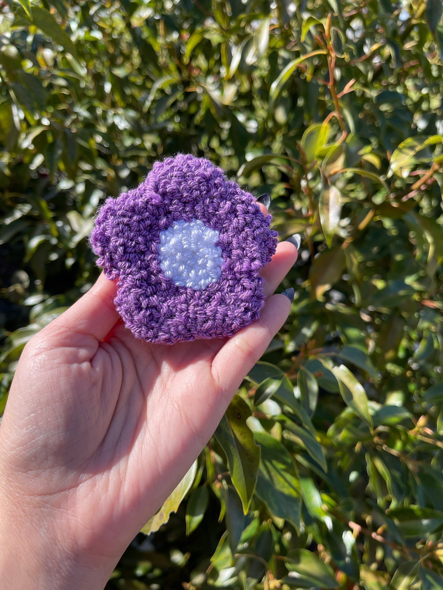 Purple Cow print and flower car coaster